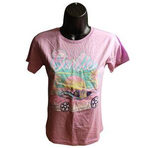 Mattel Barbie Girls Pink Convertible Short Sleeve Graphic T-Shirt Size M 7/8